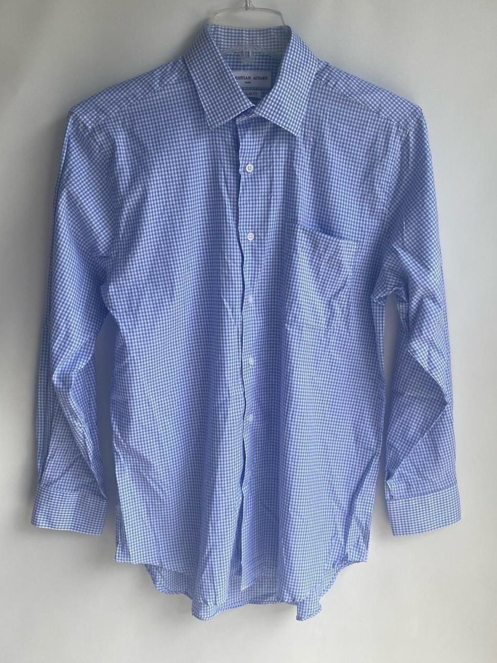 Mens Christian Aujard cotton button down plaid dress shirt business casual M